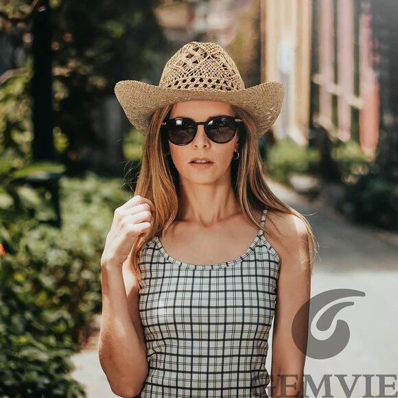 3388 Men & Women\'s Summer Cowboy Cowgirl Straw Hat Hollow Out Style Roll Up main image 7